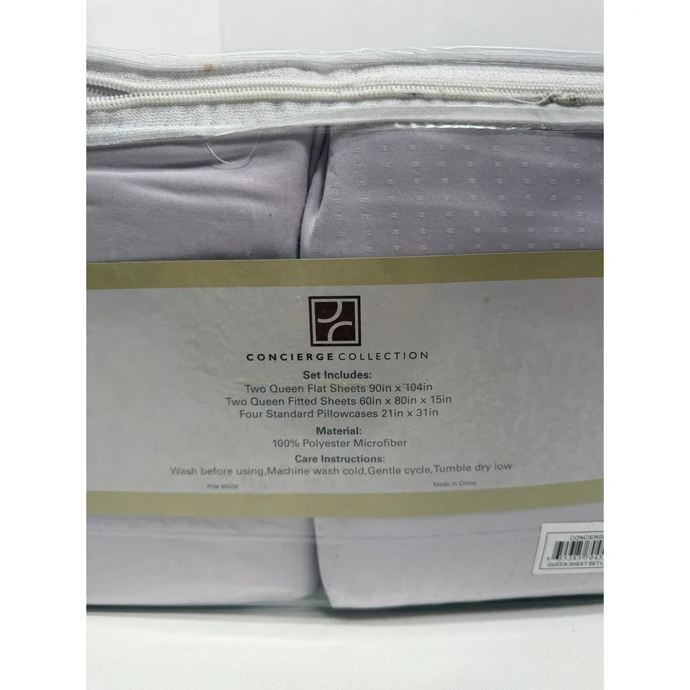 Concierge Collection‎ Queen Sheet Set 2 Pk Lilac Purple Microfiber Dobby Dot 8pc